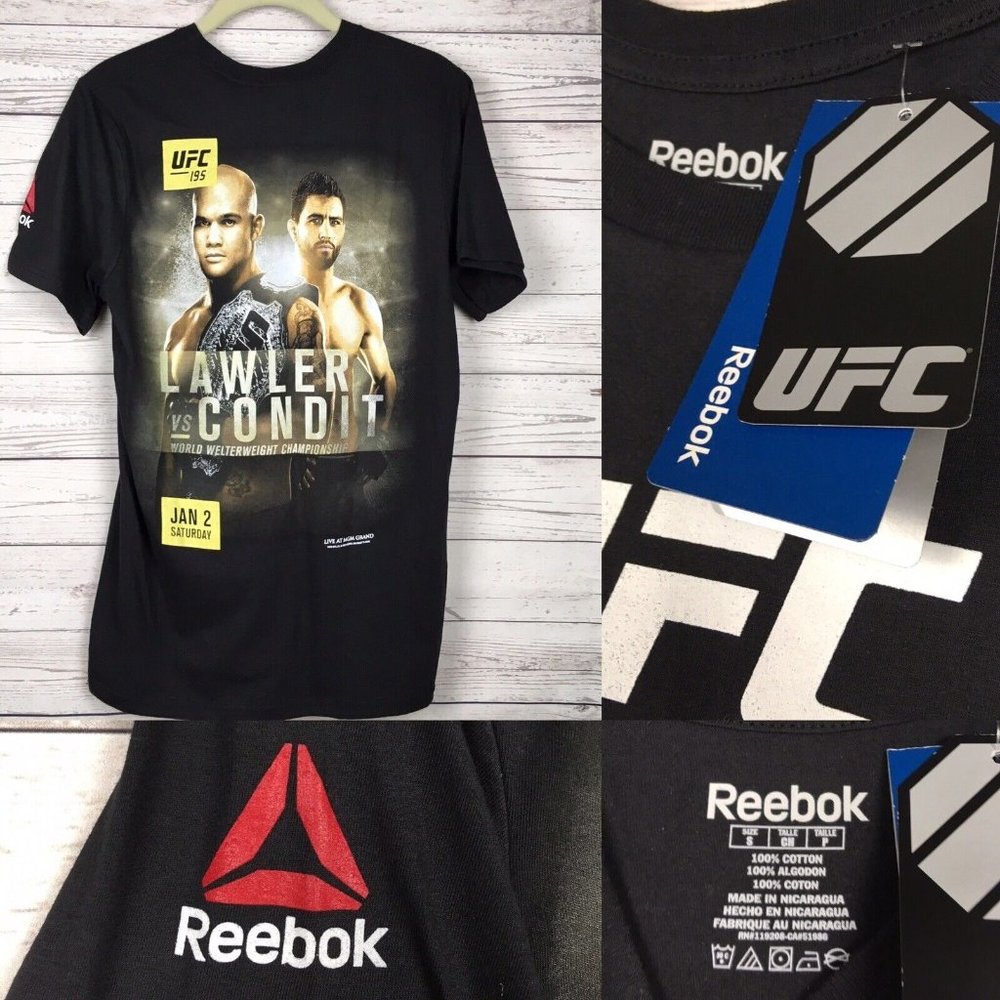UFC 195 Lawler vs Condit Event Reebok Shirt Small Short Sleeve Tee‎ NEW